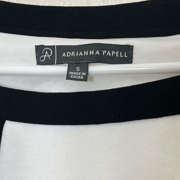 Adrianna Papell Black and White Shift Day Dress Color Blocked Pockets Size Small - Picture 3 of 12